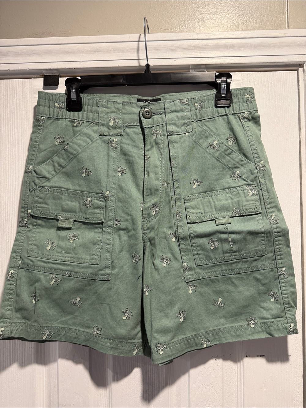 St. John's Bay Sage Green Cargo Shorts with Embroidered Detail